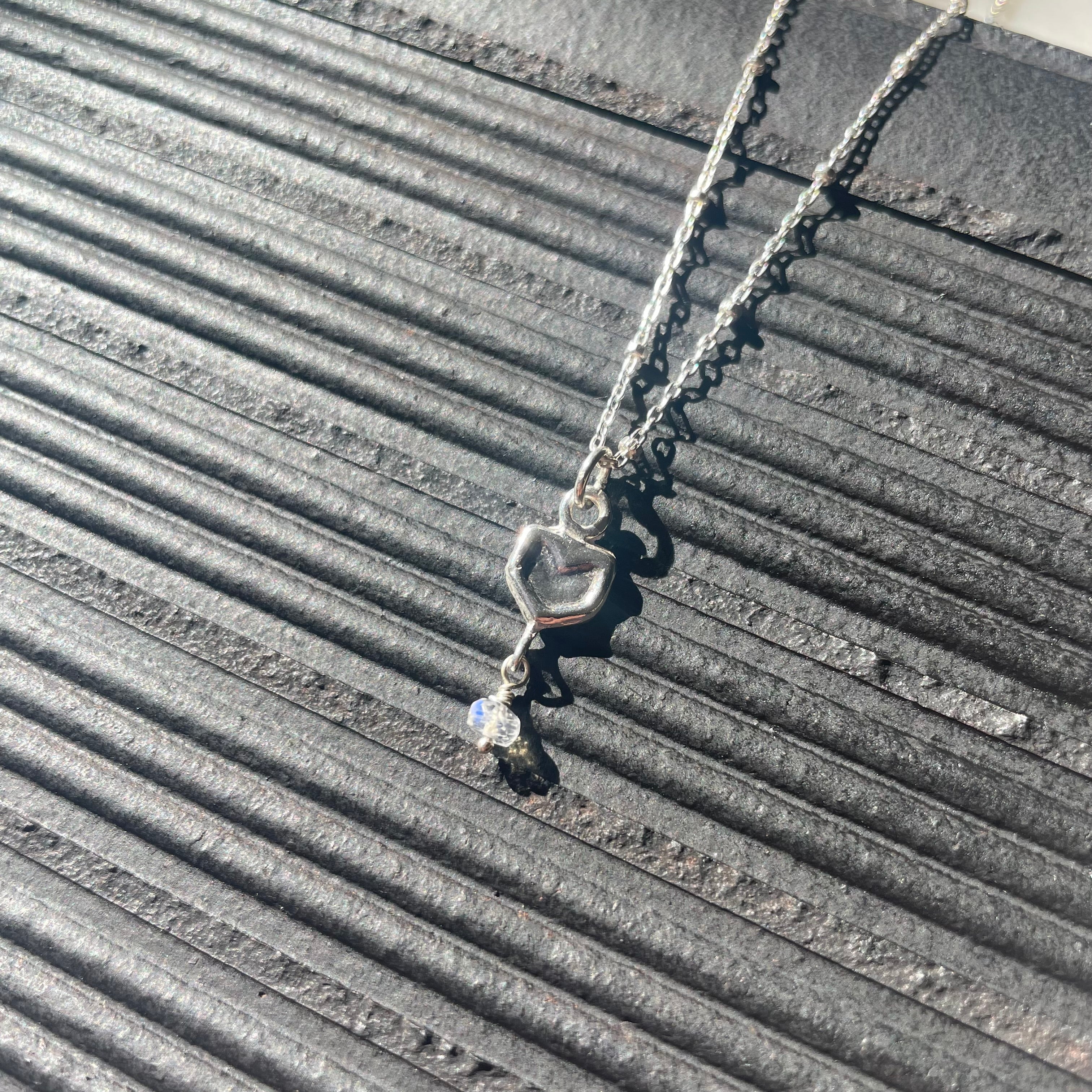 Sterling Silver Chevron and Moonstone Necklace