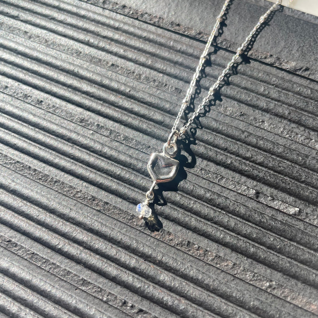 Sterling Silver Chevron and Moonstone Necklace