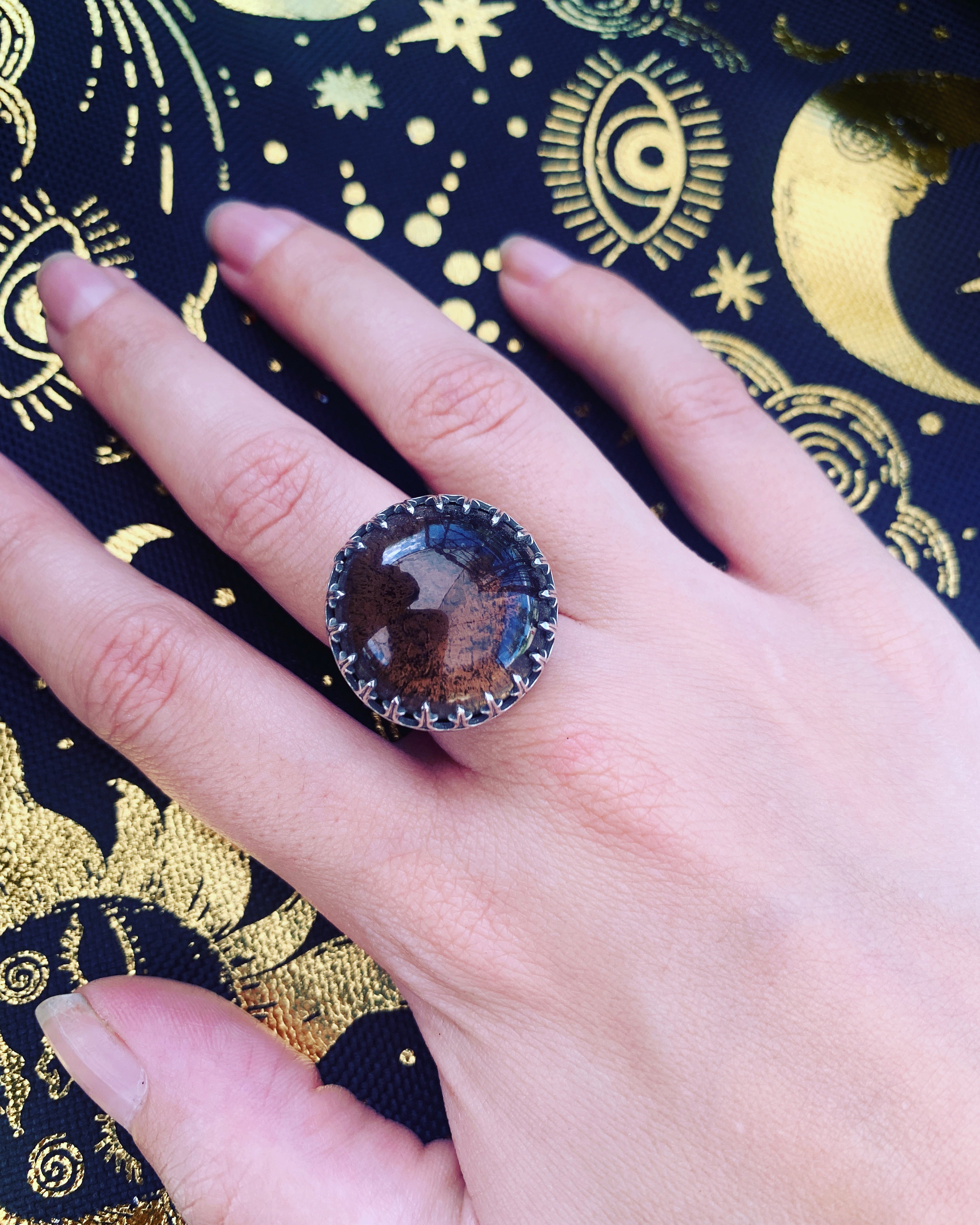 Smokey Quartz Crystal Ring