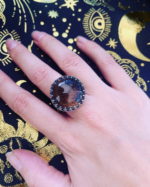 Smokey Quartz Crystal Ring