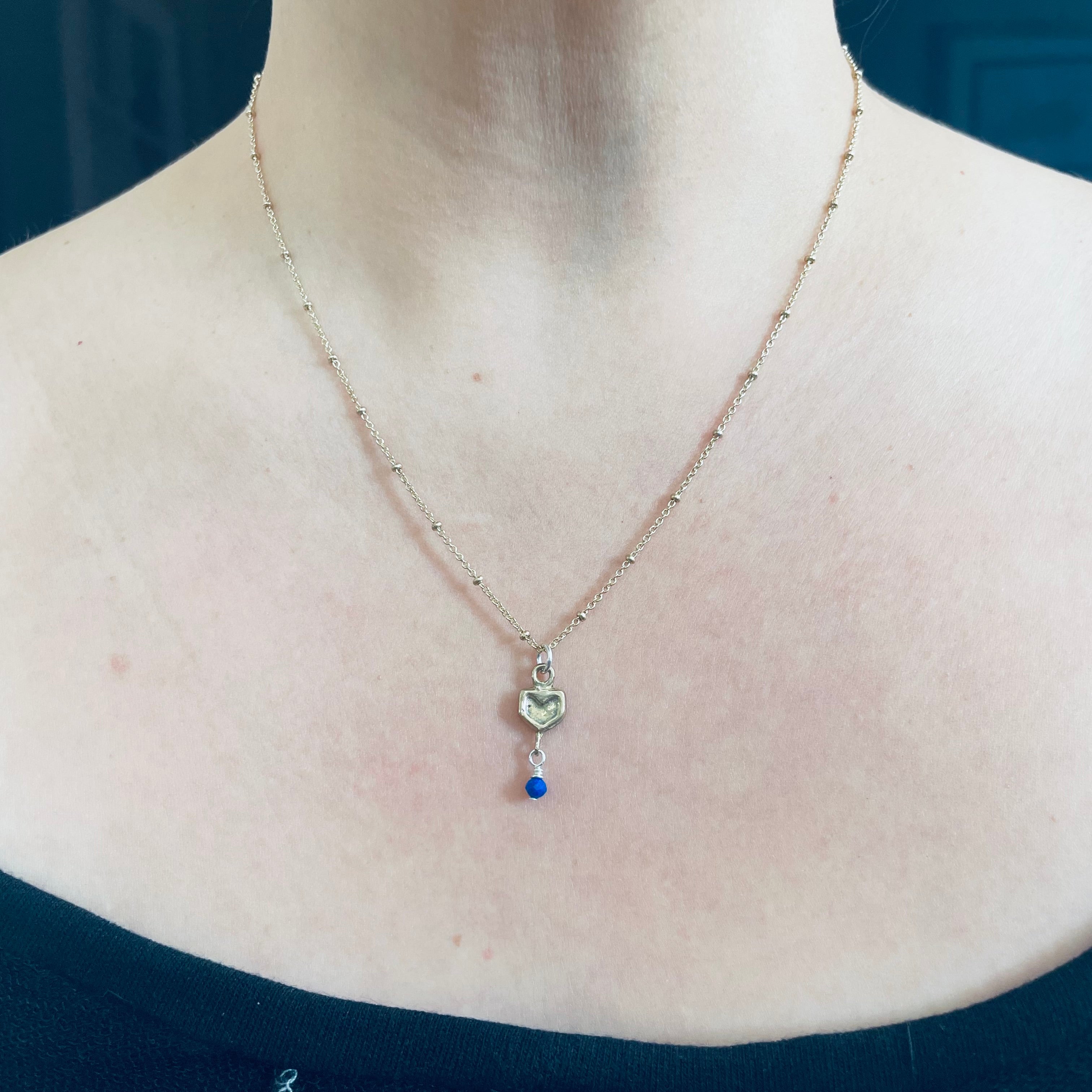 Brass Chevron and Lapis Necklace