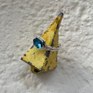 London Blue Topaz Hex Ring