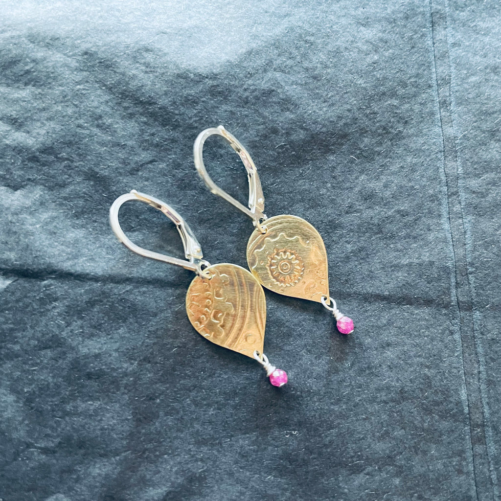 Paisley Petal Earring with Ruby