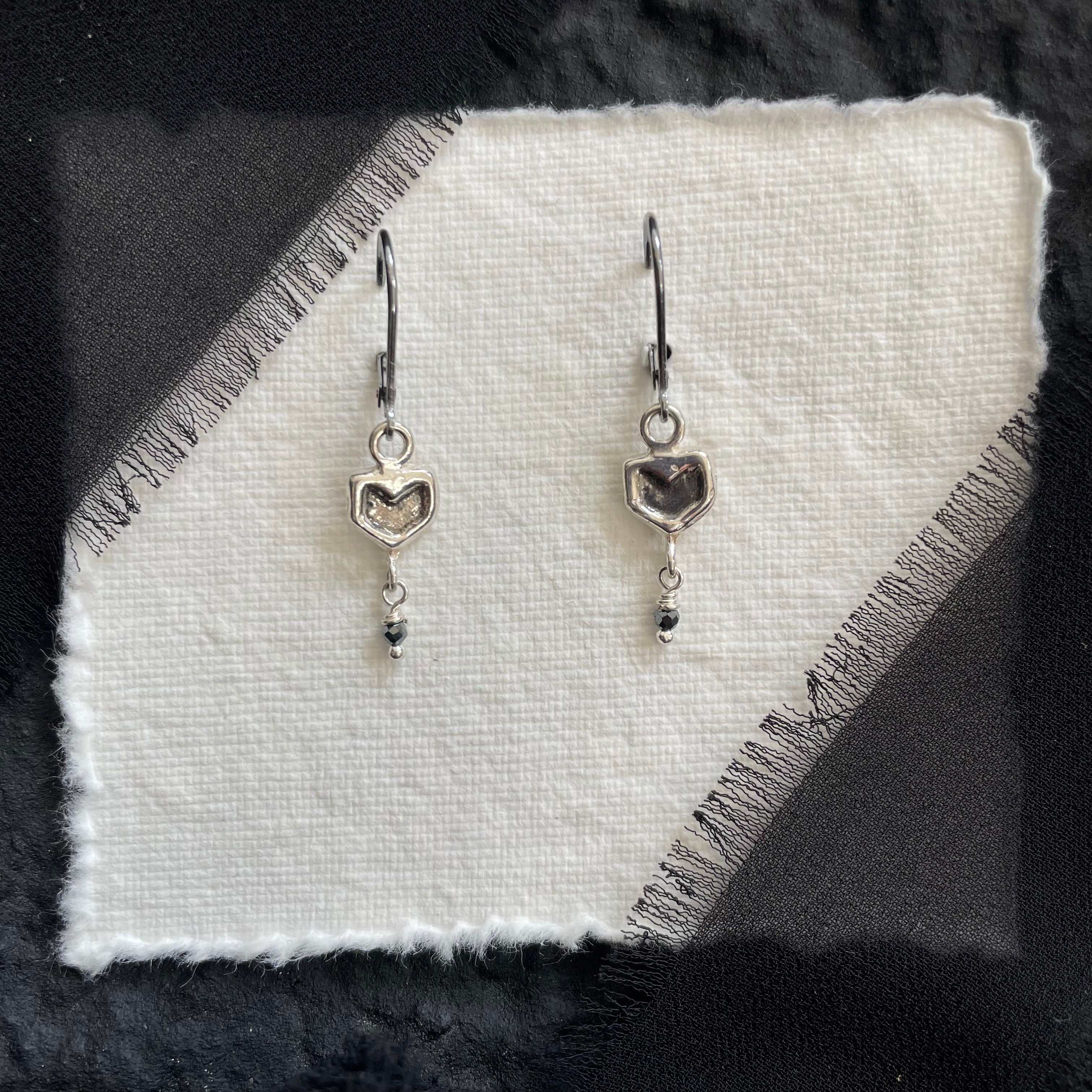 Chevron Hematite Drop Earrings