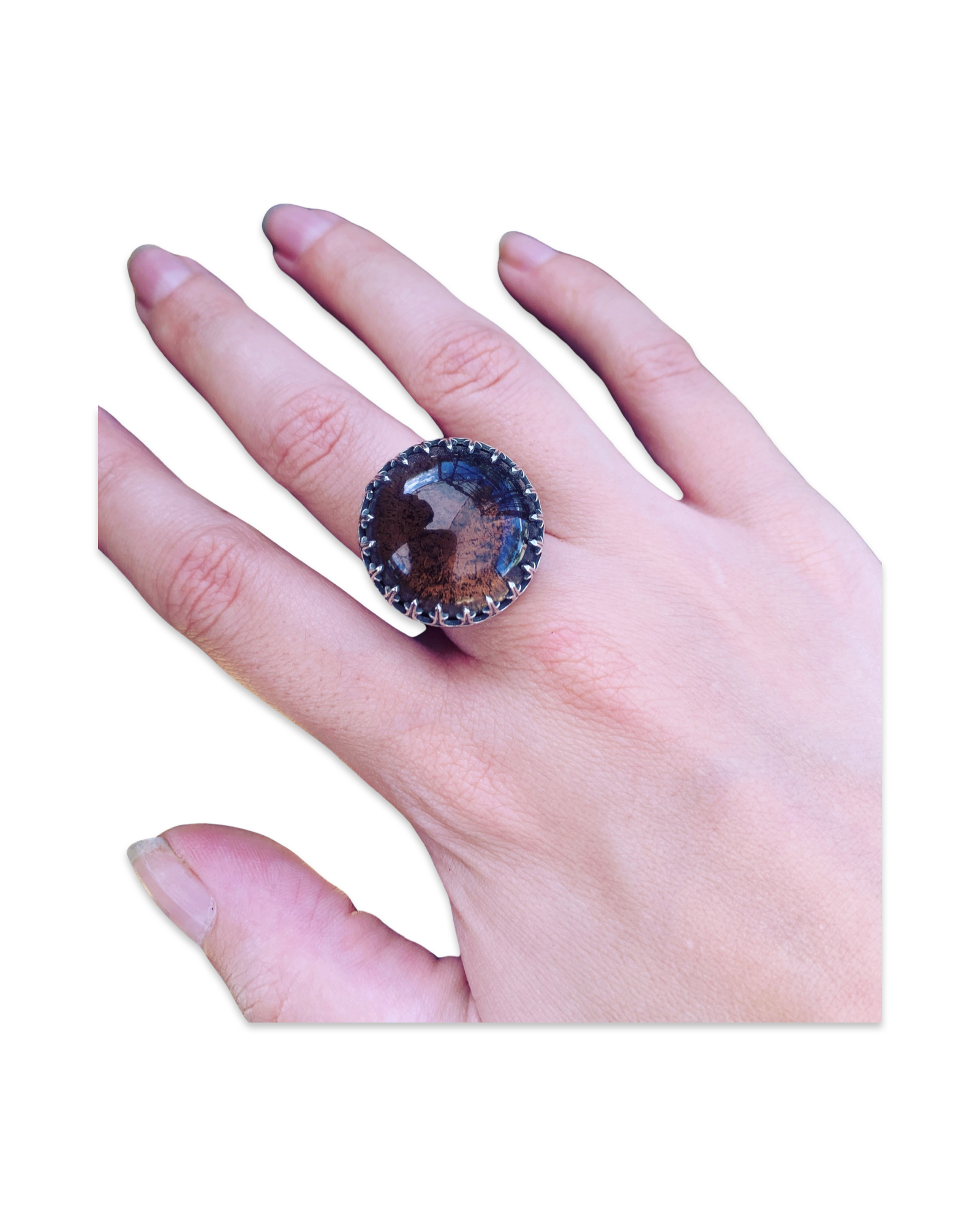 Smokey Quartz Crystal Ring