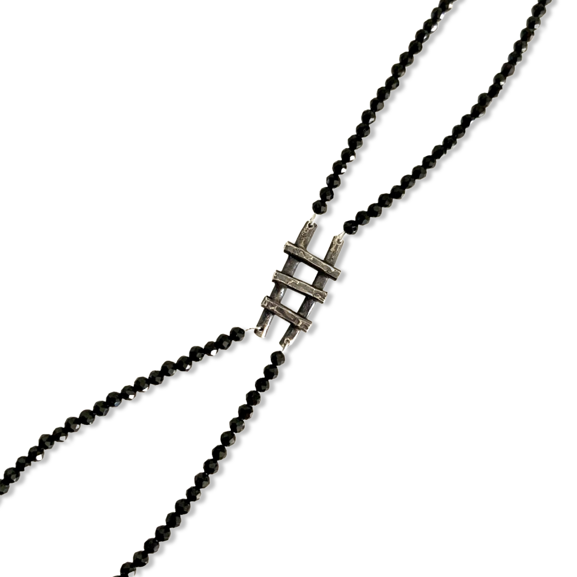 Black Spinel x Sterling Silver Train Tracks Bracelet