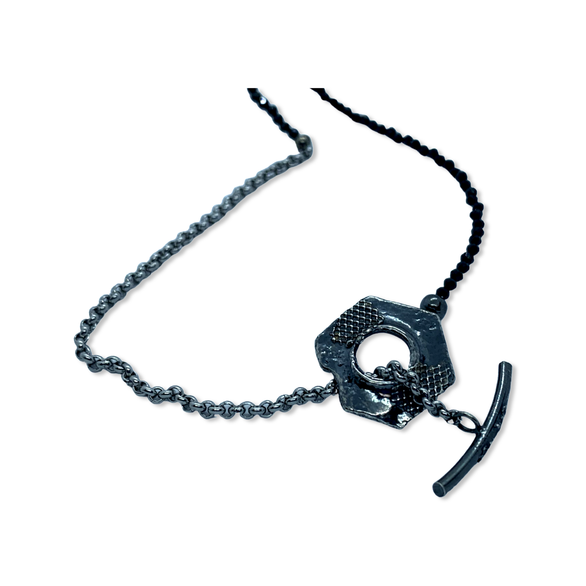 Melted Hexagon x Black Spinel Toggle Necklace
