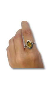 Sterling Silver Hexagon Citrine Ring