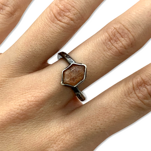 Sunstone Hex Cut Ring