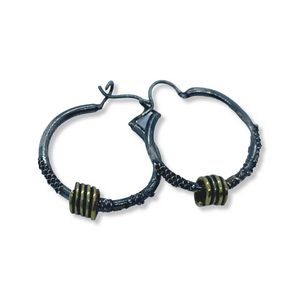 Recycled Silver and Brass Spinner Hoops