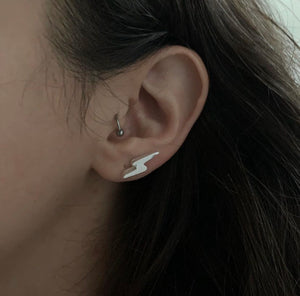 Sterling Silver Lightning Bolt Single Stud