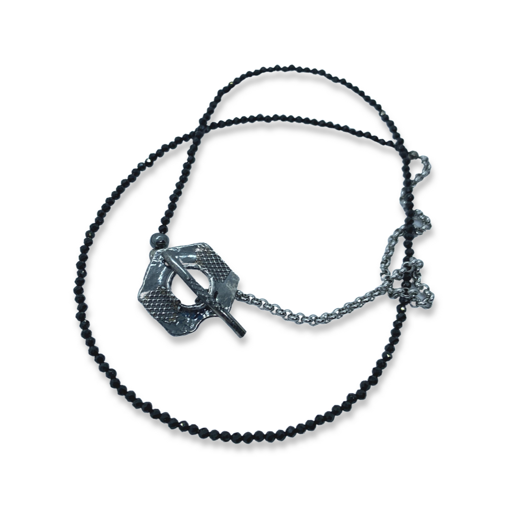 Melted Hexagon x Black Spinel Toggle Necklace