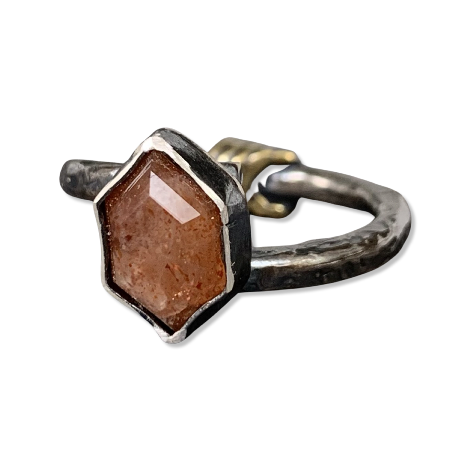 Sunstone Hex Cut Ring